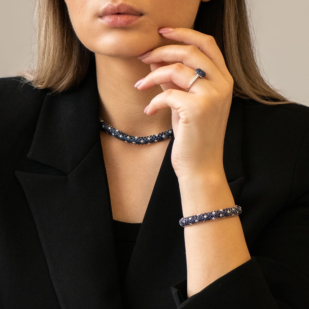 brățară din aur alb de 18K, cu Safire și Diamante naturale  5