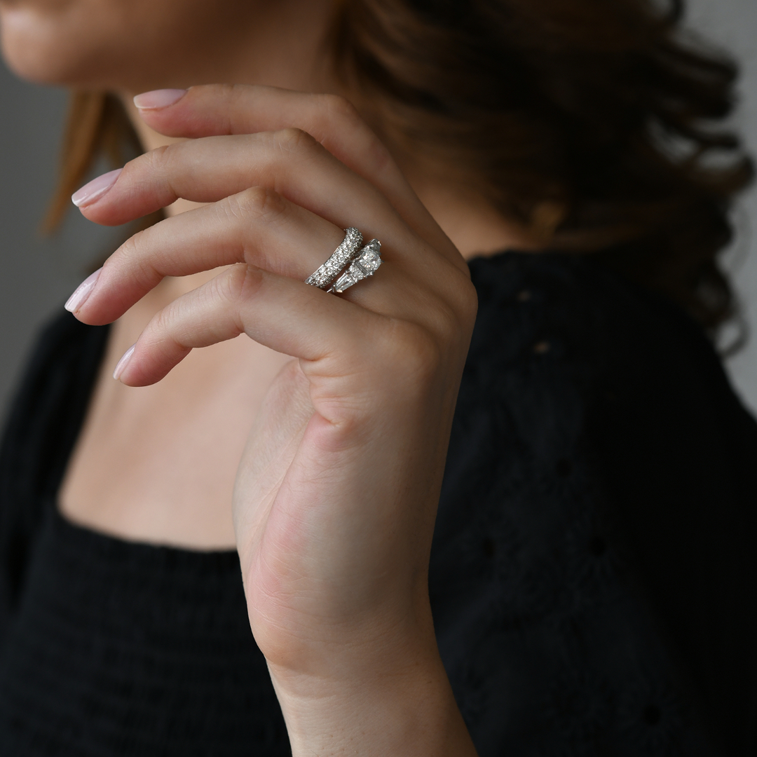 inel din aur alb de 14K cu Diamante create în laborator  2