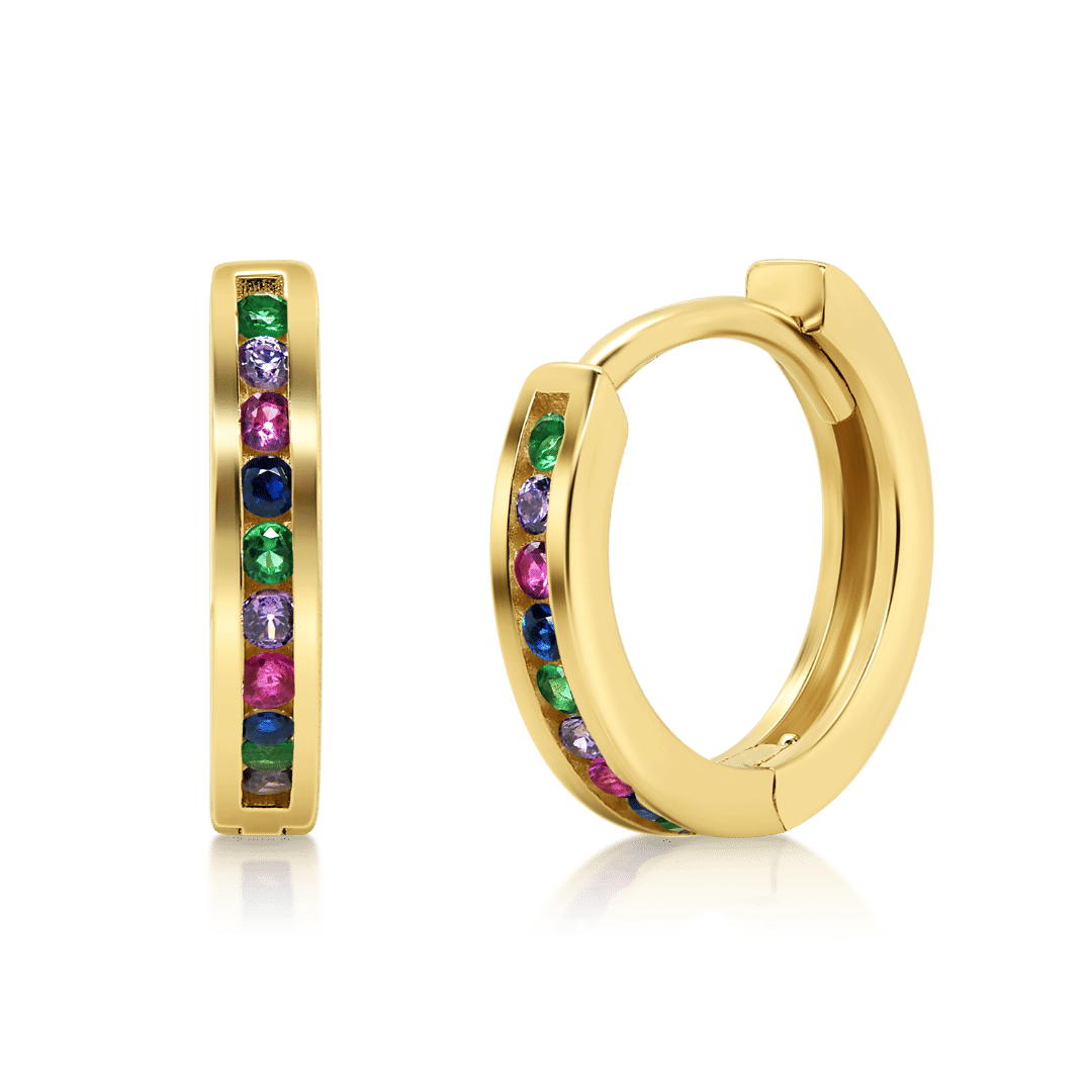 cercei din aur galben de 14K cu pietre colorate  