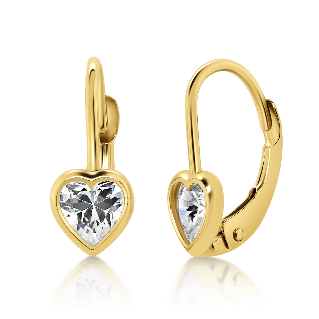 Cercei în formă de inimă din aur galben de 14K