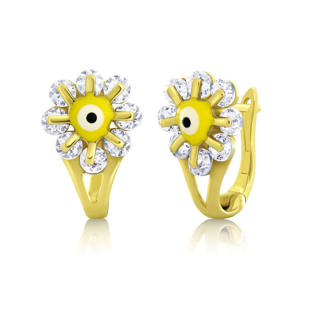 cercei din aur galben de 14K cu Email  