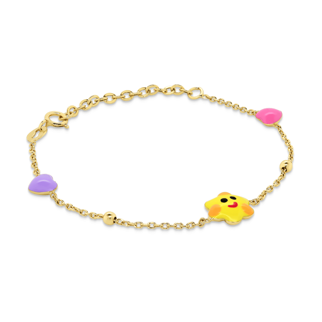 Brățară din aur galben de 14K și pandantive cu Email