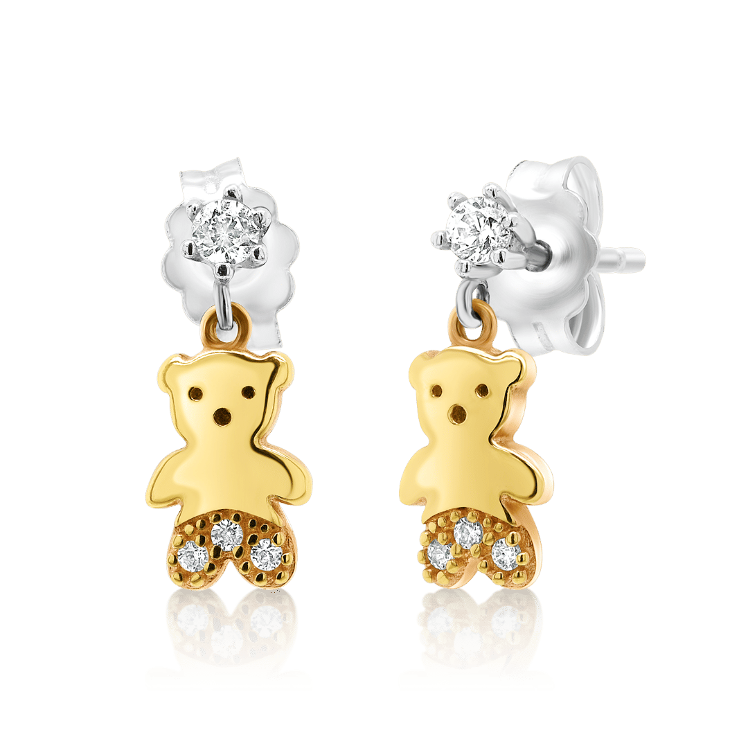 Set din aur alb de 14K cu lanț cu pandantiv și cercei