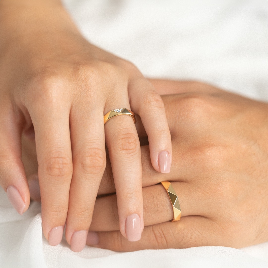 verighetă damă Harmony 641 din aur galben de 14K cu Diamante naturale  2