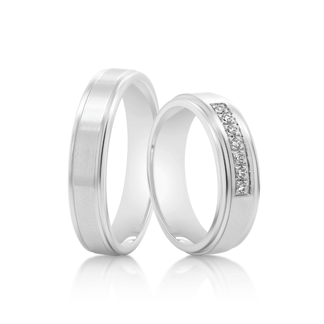 verighetă damă Harmony 616 din aur alb de 14K cu Diamante naturale  1