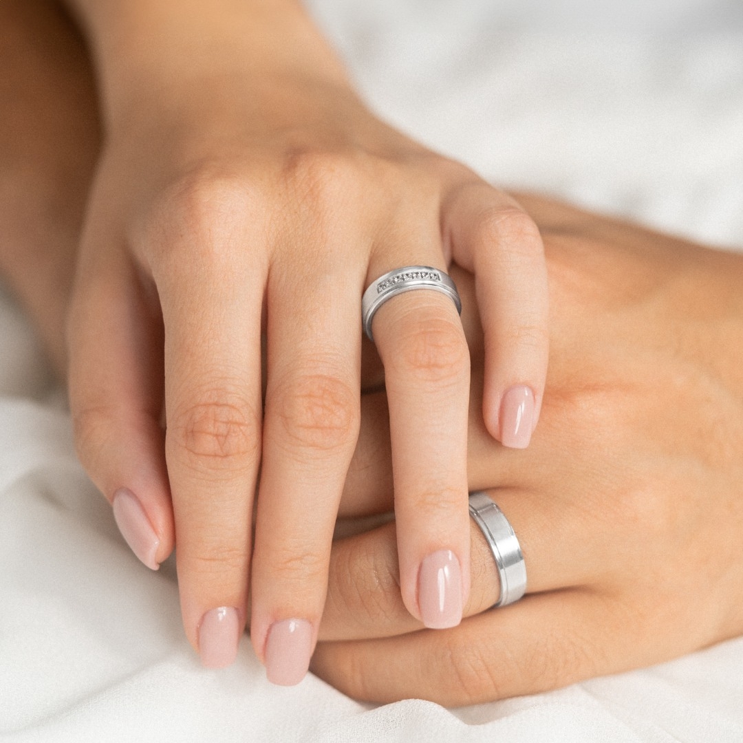 verighetă damă Harmony 616 din aur alb de 14K cu Diamante naturale  2