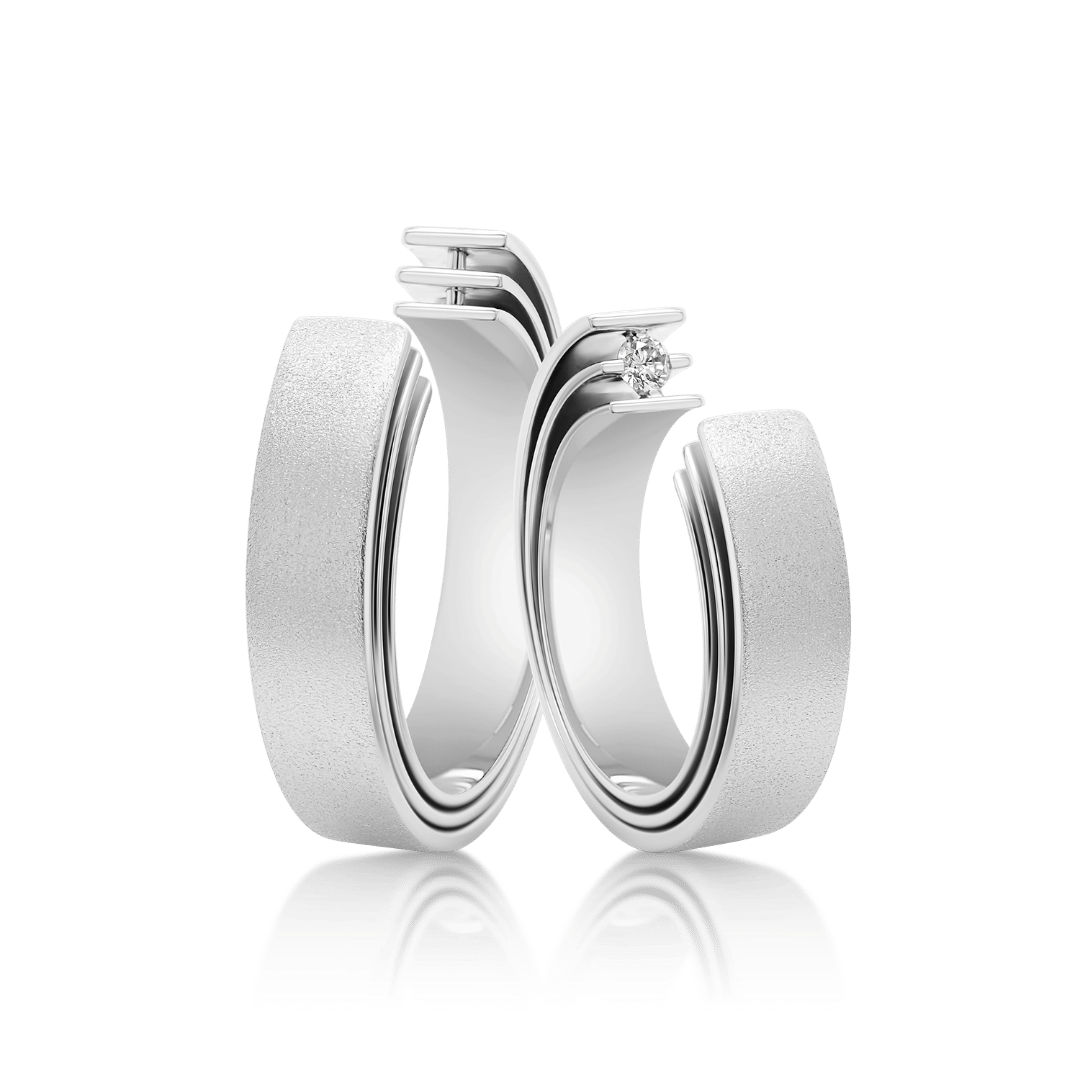 verighetă damă Fancy 121A din aur alb de 14K cu Diamant natural  1