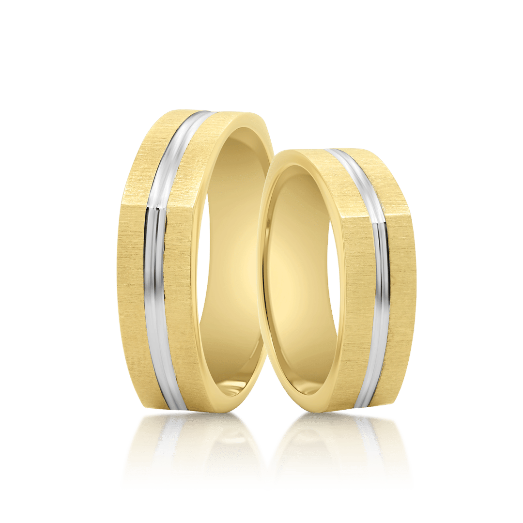 verighetă bărbat Classic 510 din aur galben de 14K și rodiu alb  3