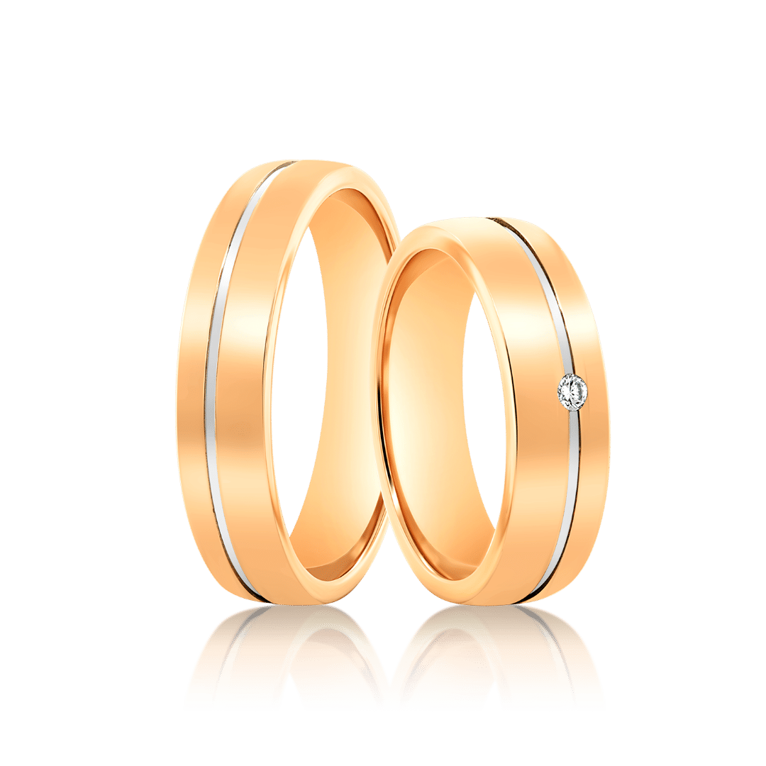 verighetă bărbat Fancy 105 din aur roz de 14K  3