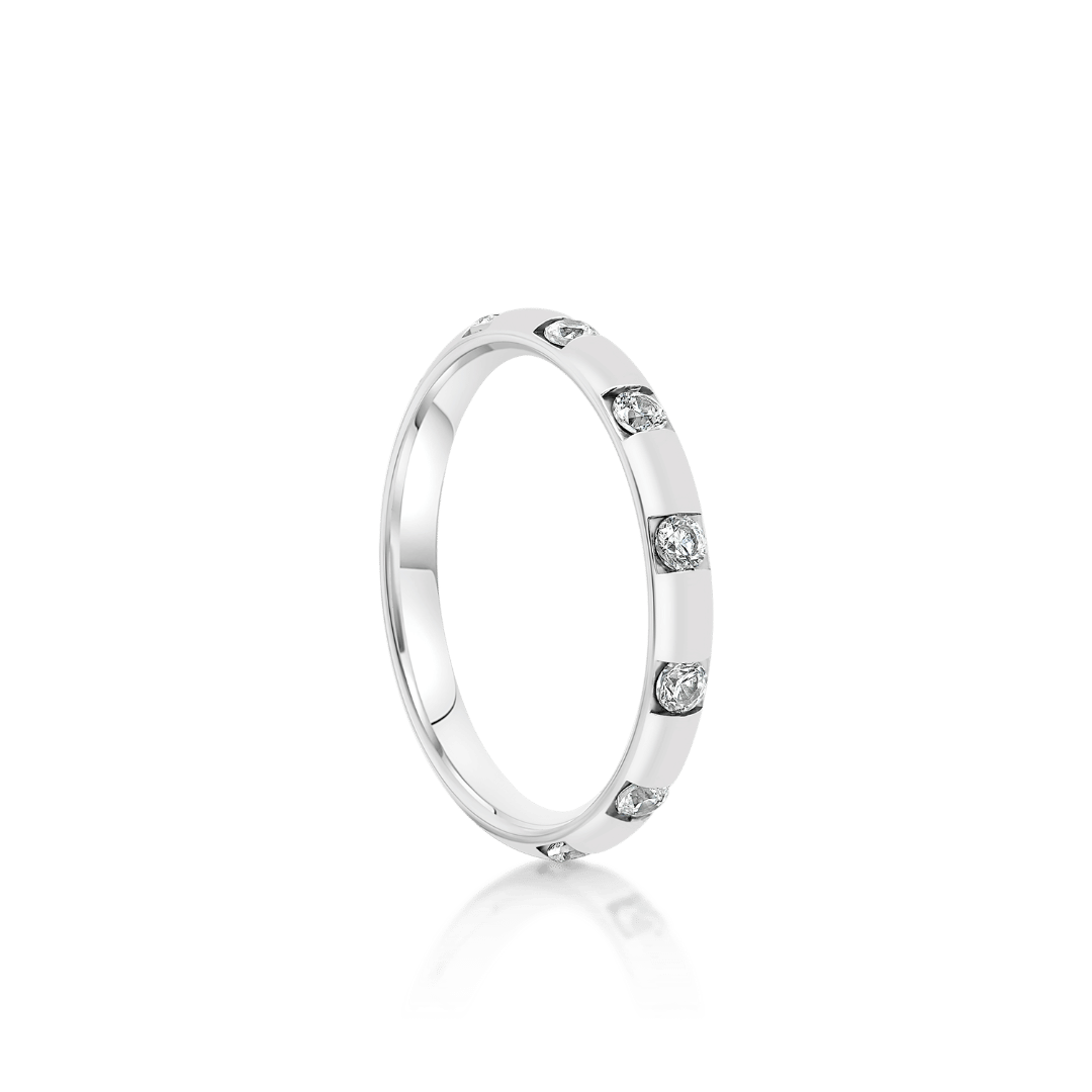 Verighetă damă Harmony 424 din aur alb de 14K cu Diamante naturale