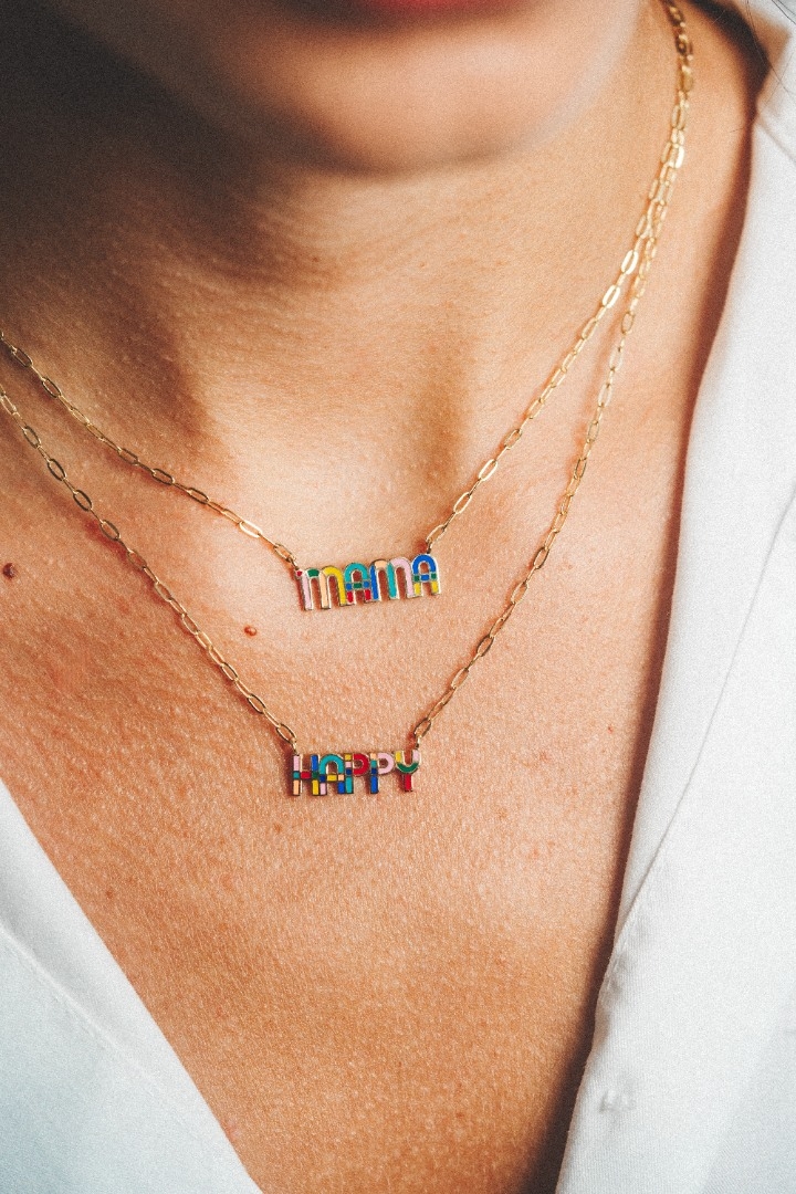 lanț din aur galben de 14K și pandantiv cu Email colorat  4