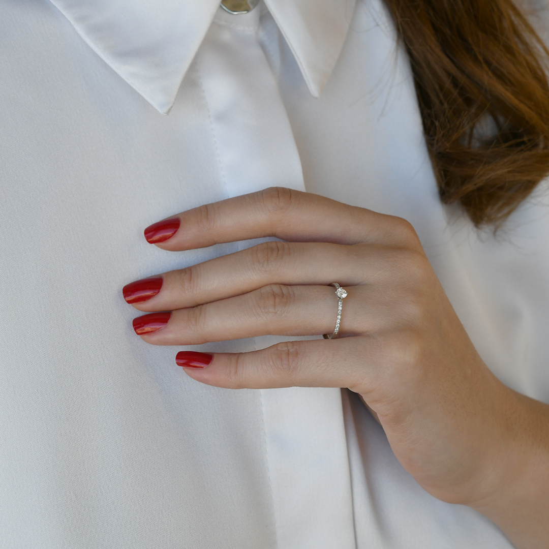 inel de logodnă din aur alb de 18K cu Diamante naturale  2