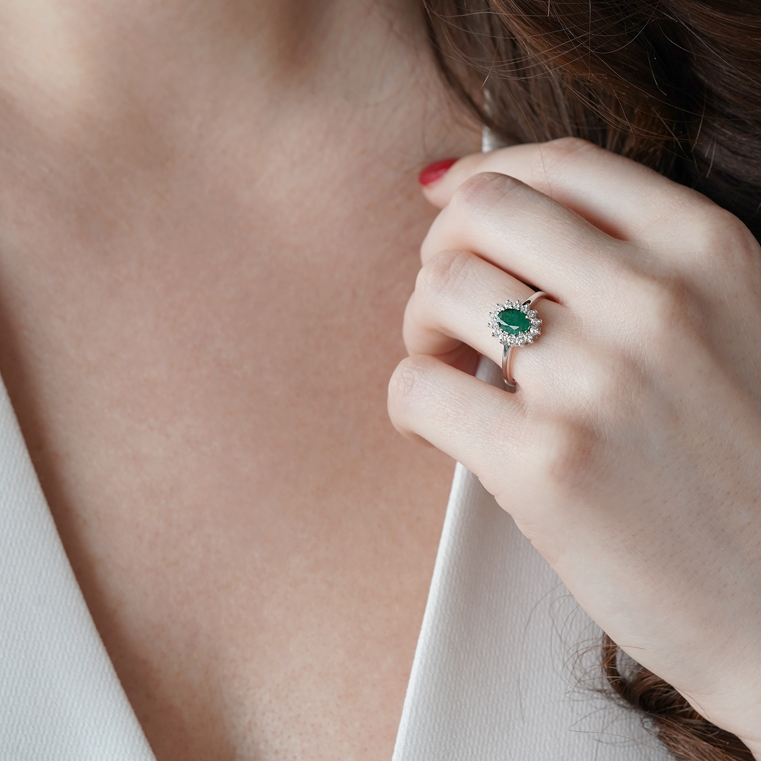 inel din aur de 18K cu Smarald și Diamante naturale  4