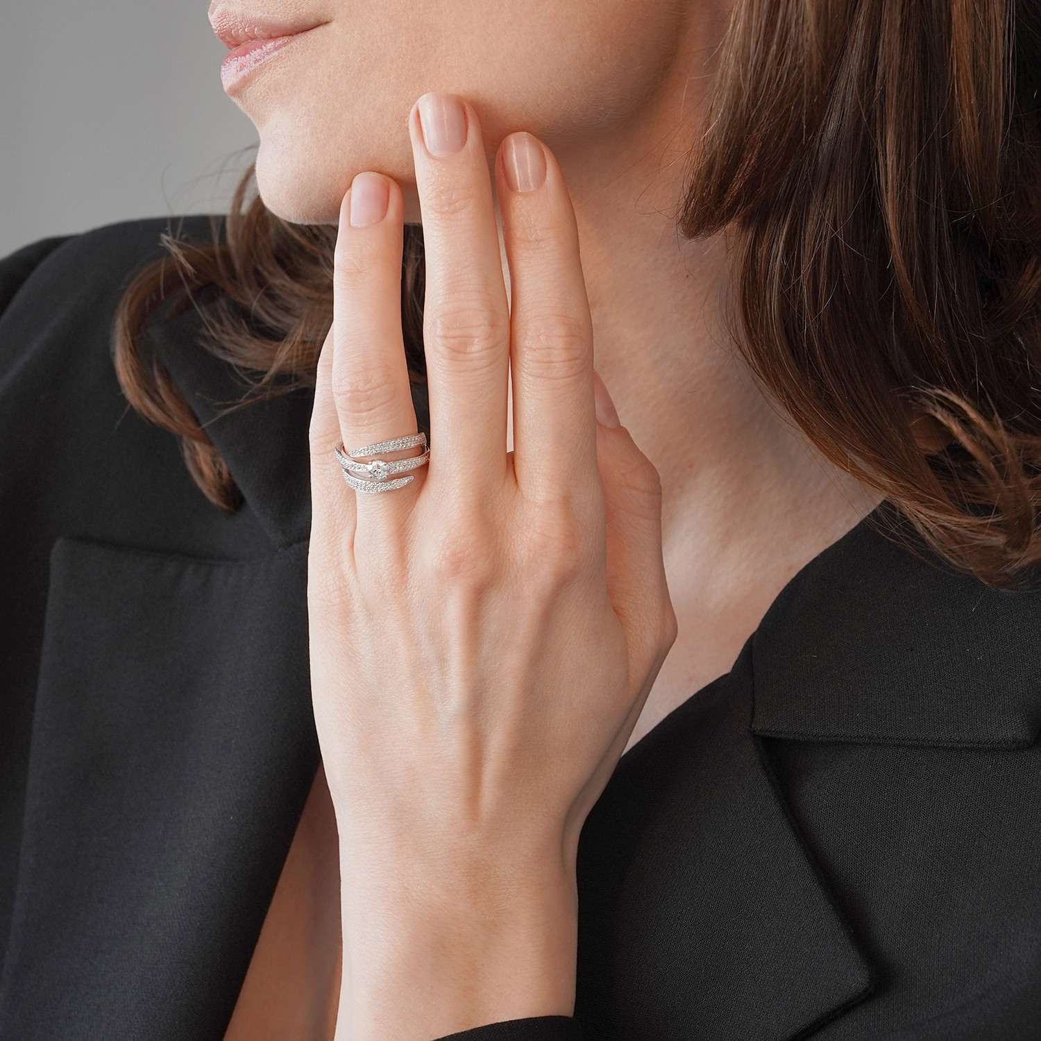 inel din aur alb de 18K cu Diamante naturale  4