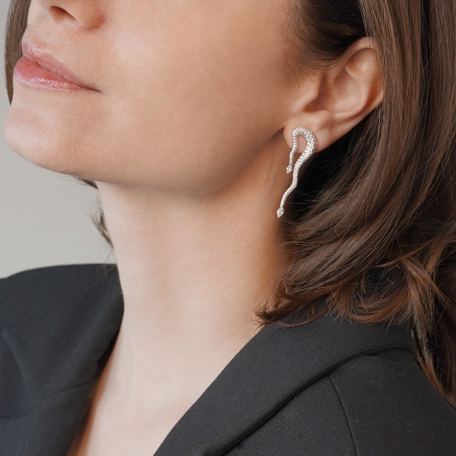 cercei din aur alb de 18K cu Diamante naturale  2