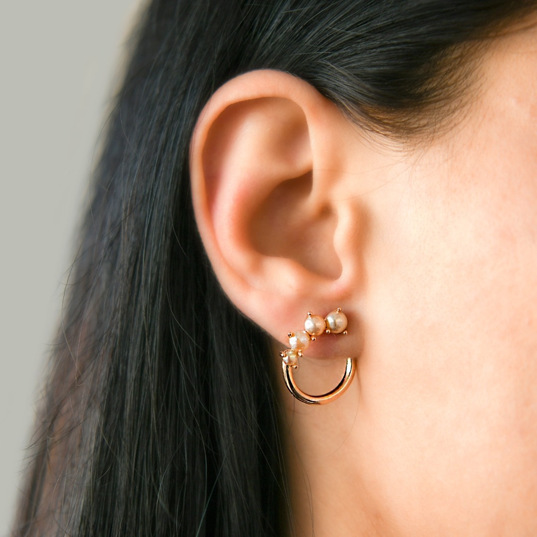 cercei din aur roz de 14K cu Perle  2