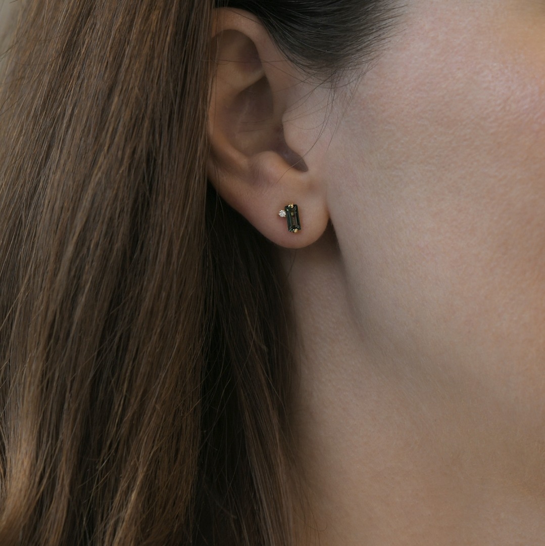 cercei din aur galben de 14K cu Topaz și Diamante naturale  2