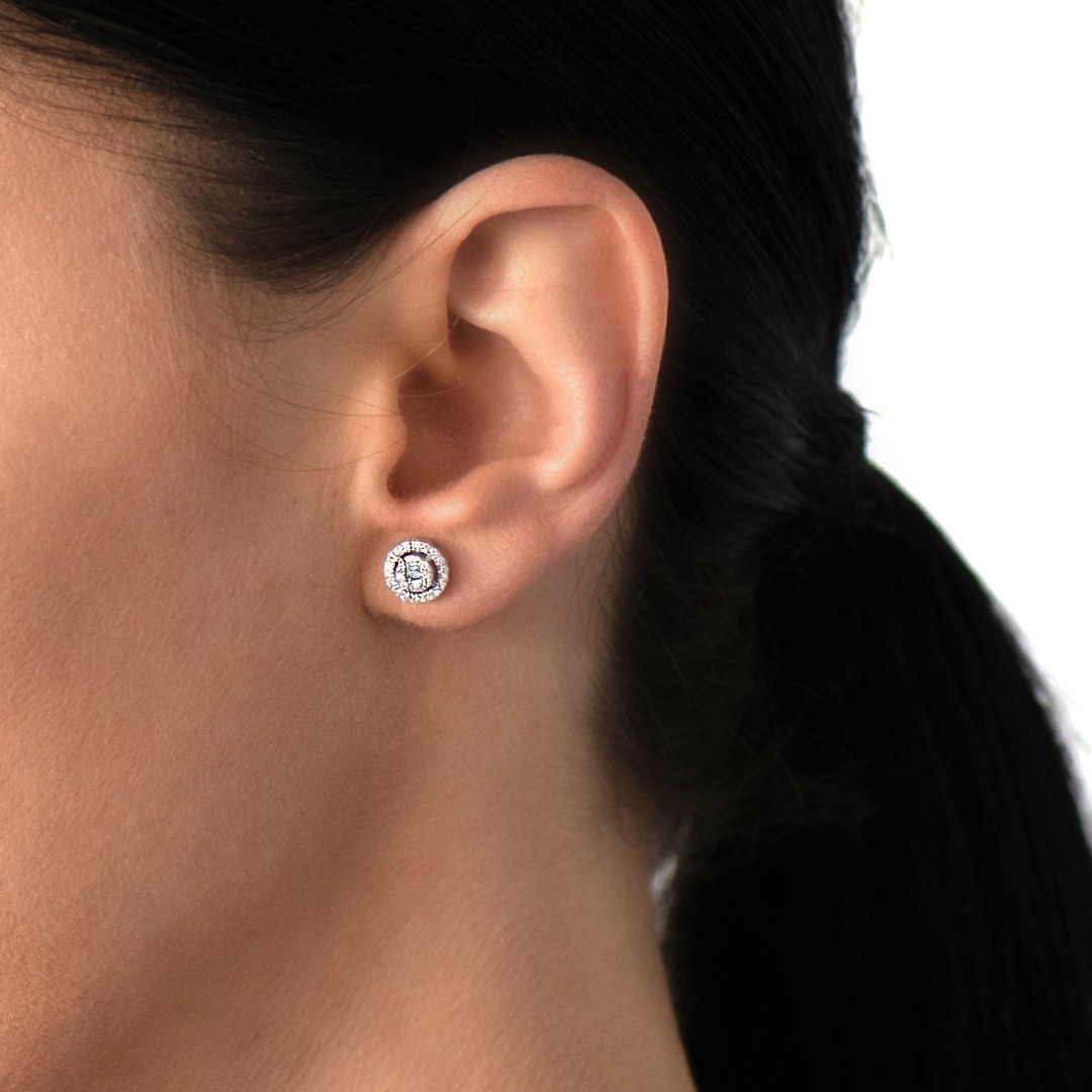 cercei din aur alb de 18K cu Diamante  2