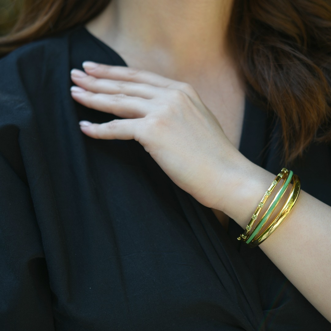 brățară din aur galben de 14K cu Ceramică și Peridot  2