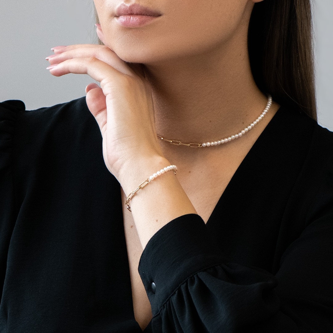 brățară din aur galben de 14K cu Perle  2