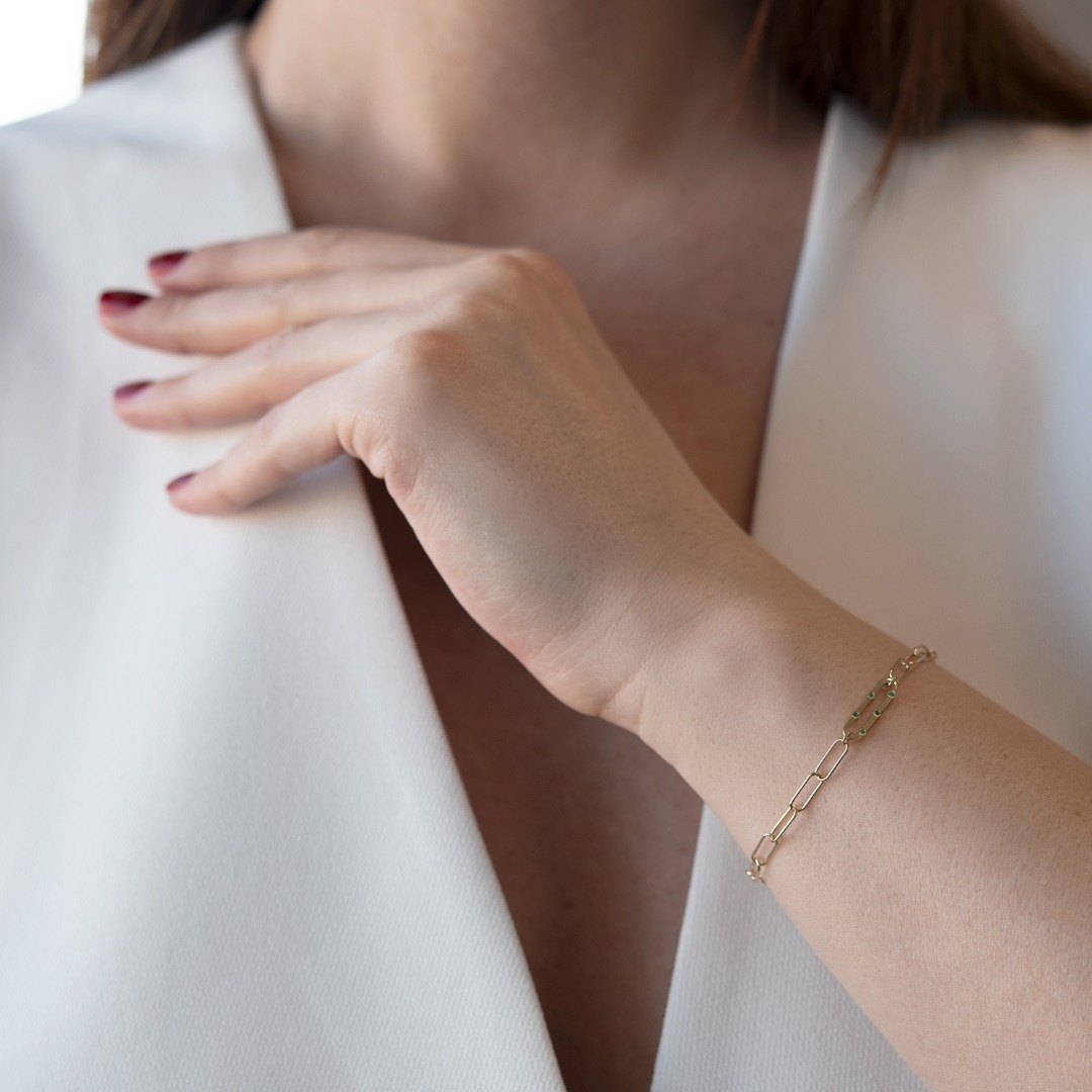 brățară din aur galben de 14K cu Smaralde naturale  3