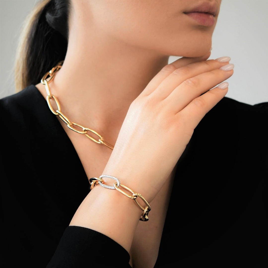 brățară din aur galben de 14K cu Diamante naturale  4