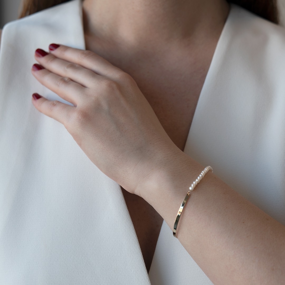 brățară din aur galben de 14K cu Perle  2