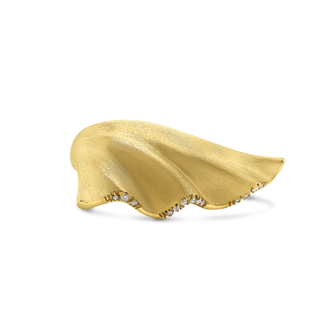 Inel cu efect satinat din aur galben de 14K