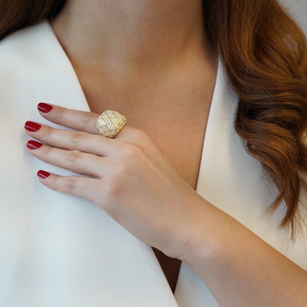 inel din aur galben de 14K cu Email  1