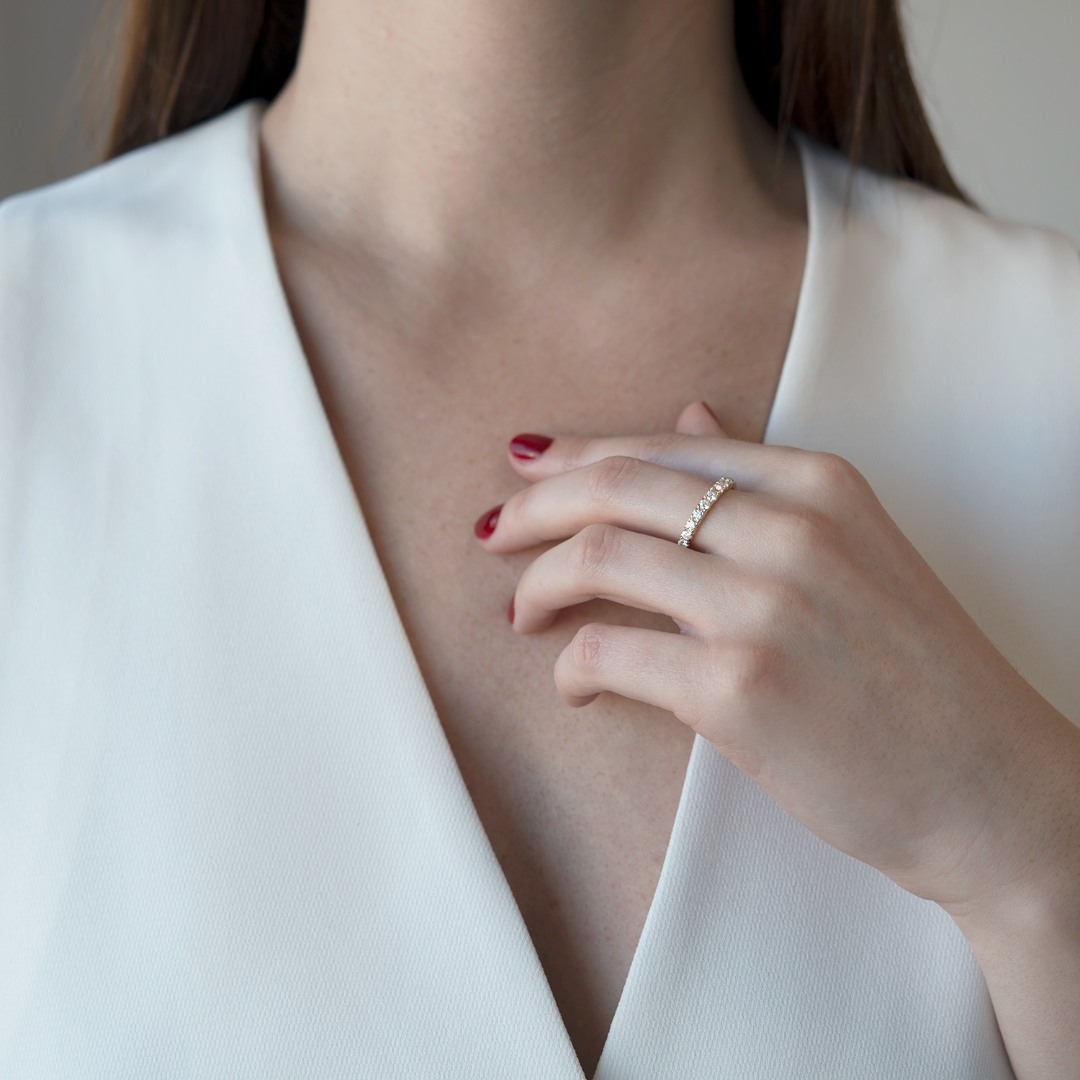 Inel Eternity din aur alb de 14K