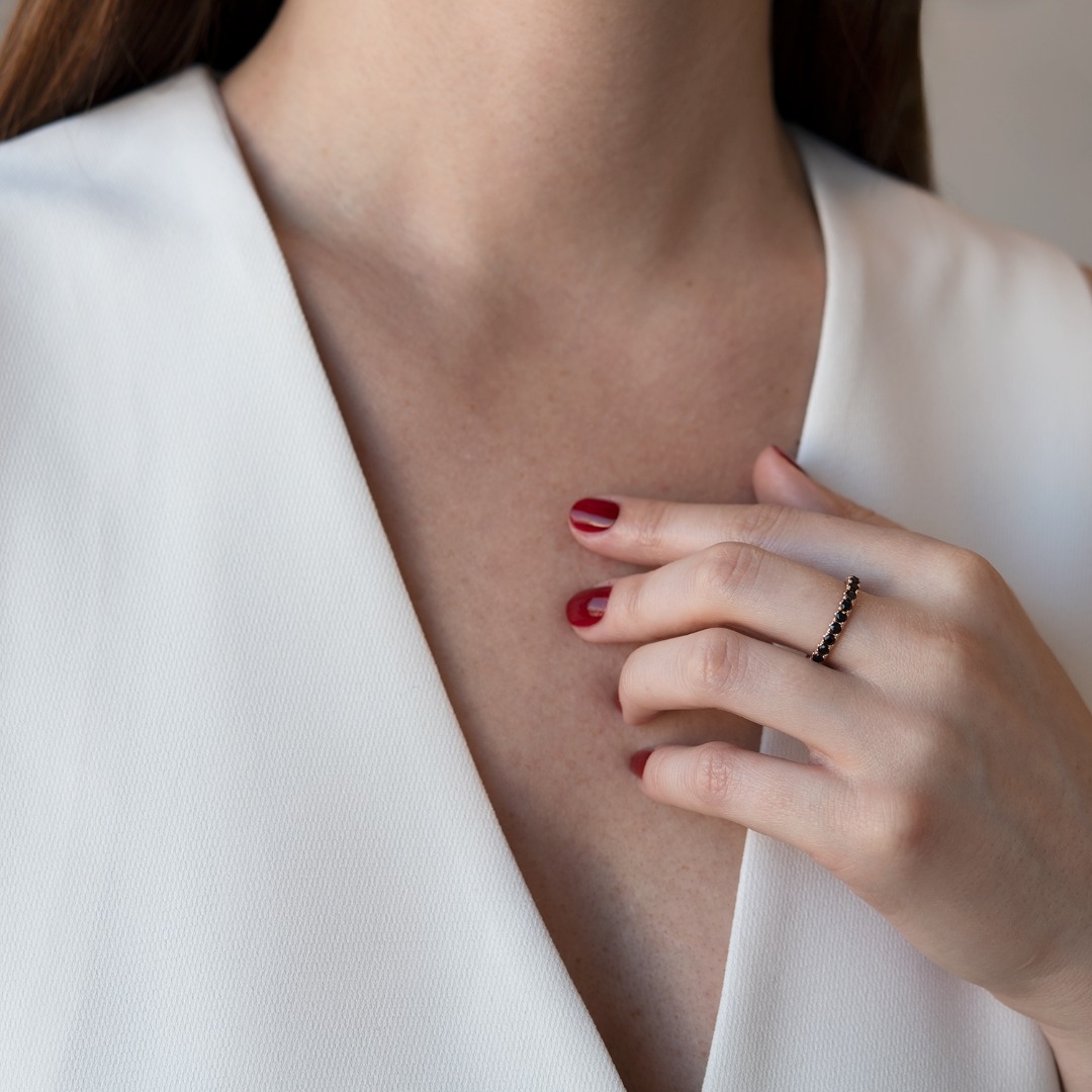 inel Eternity din aur roz de 14K  2