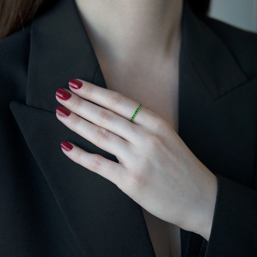 inel Eternity din aur galben de 18K cu Tsavorite  2
