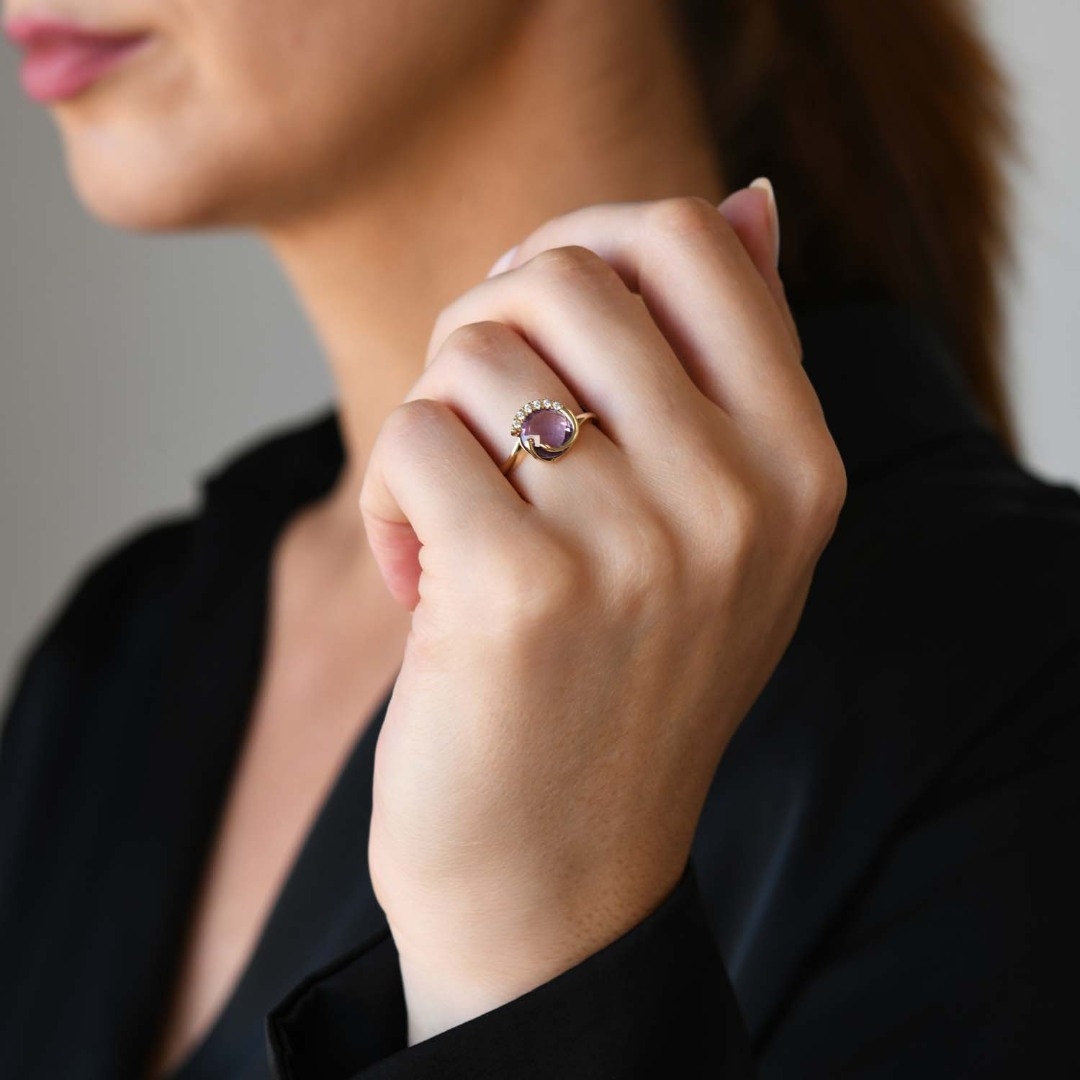 inel din aur galben de 14K cu Ametist  2