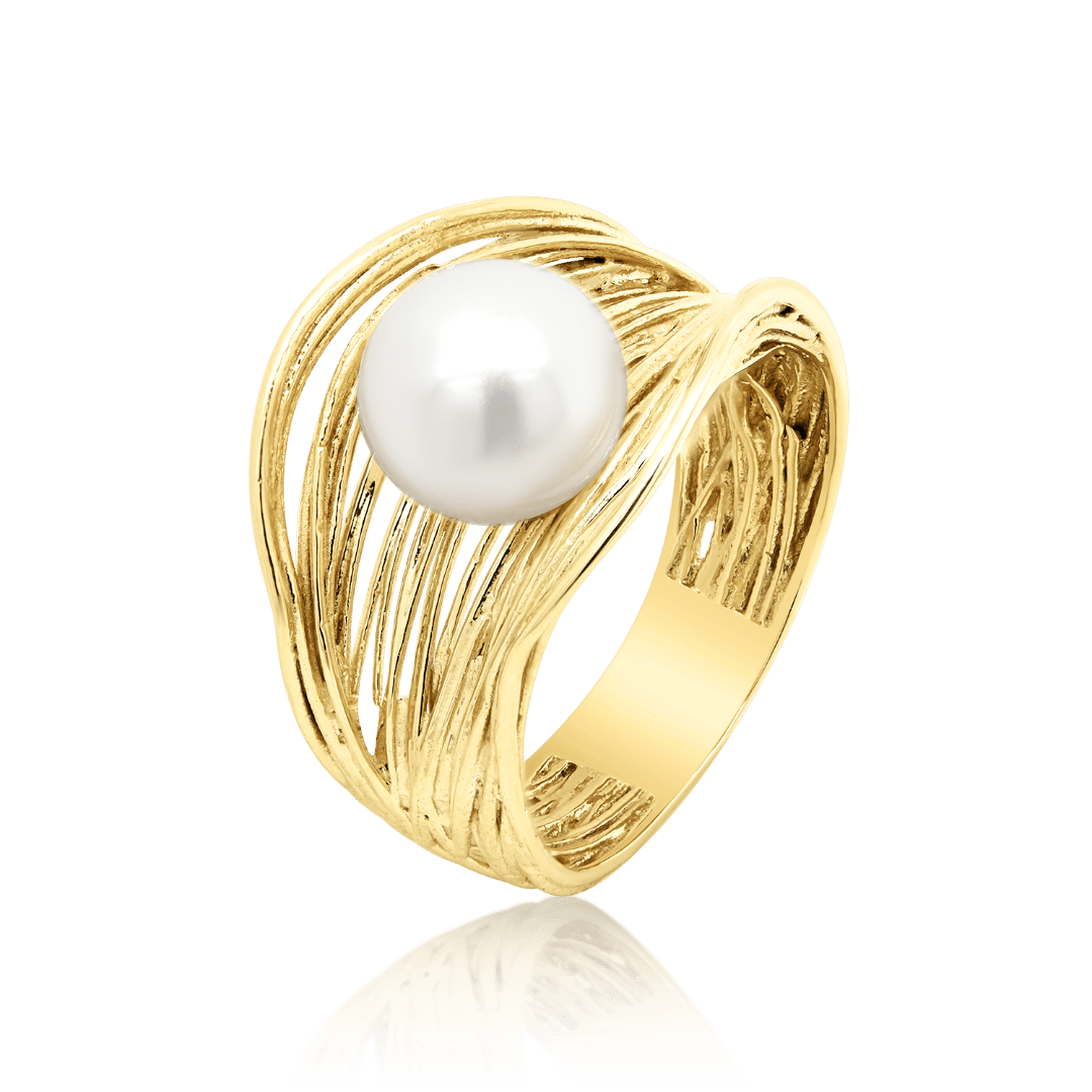 inel din aur galben de 14K cu Perlă  1