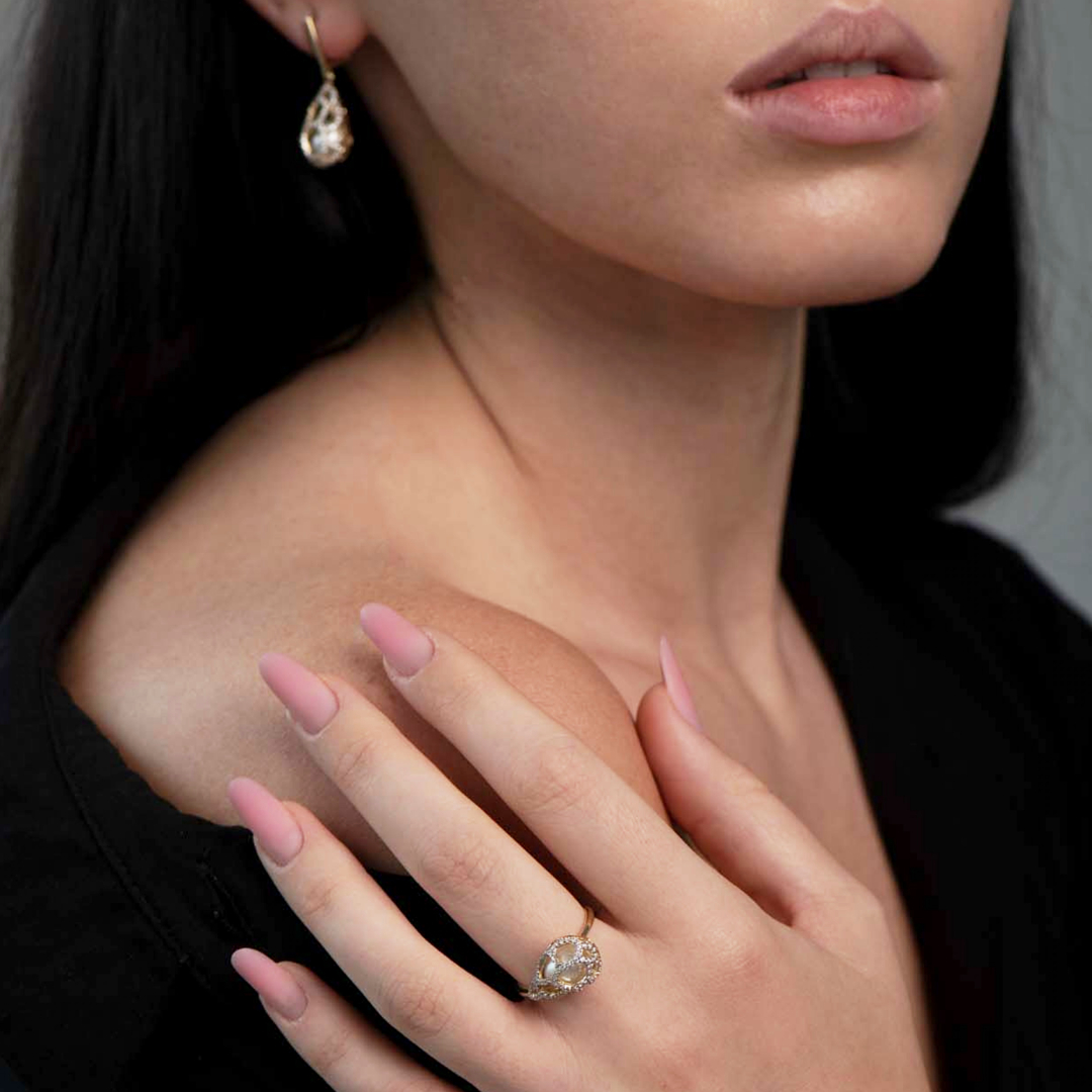 inel din aur galben de 14K cu Perlă  2