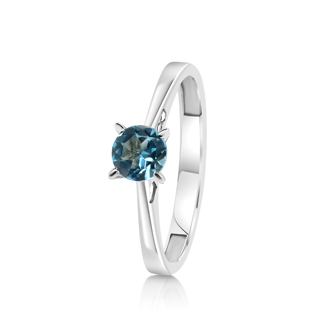 inel din aur alb de 18K cu Blue Topaz  1