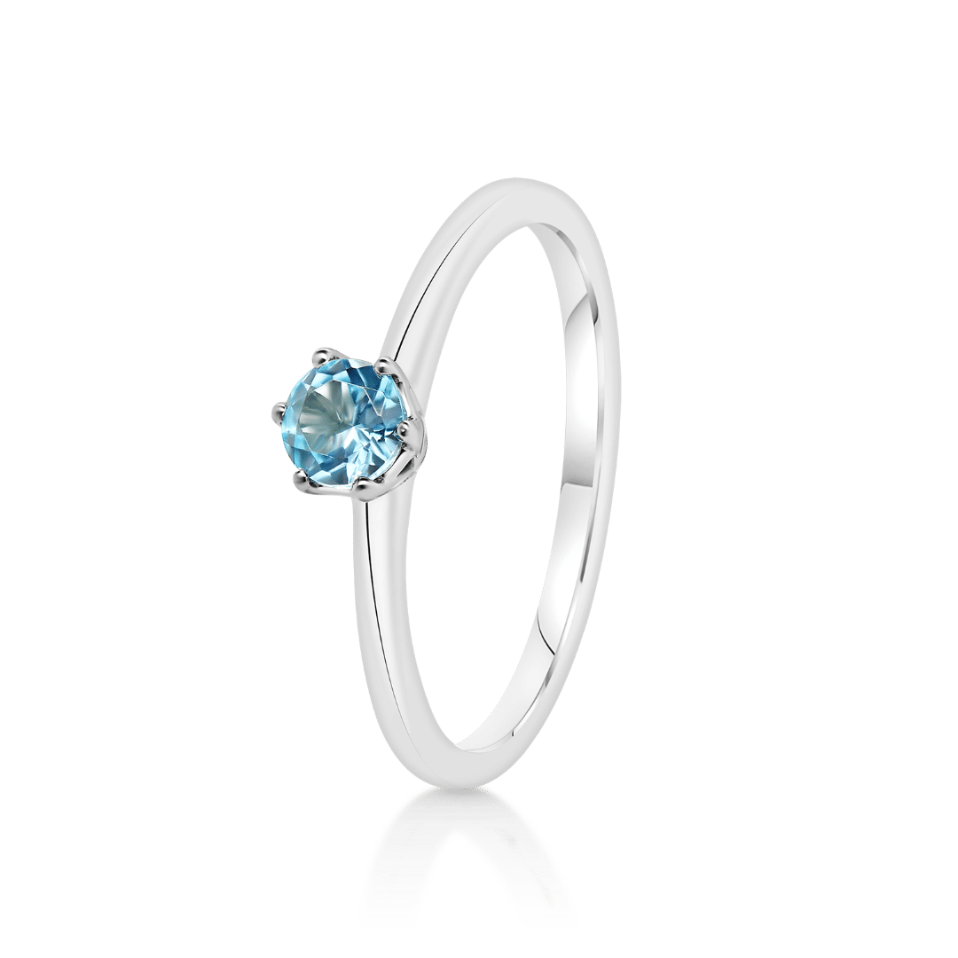 inel din aur alb de 18K cu Blue Topaz  1