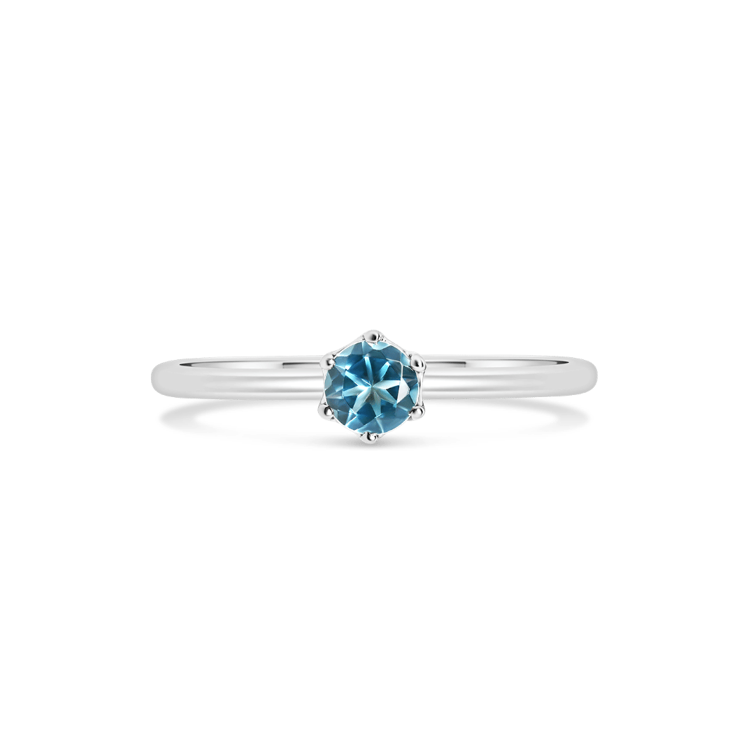 inel din aur alb de 18K cu Blue Topaz  3
