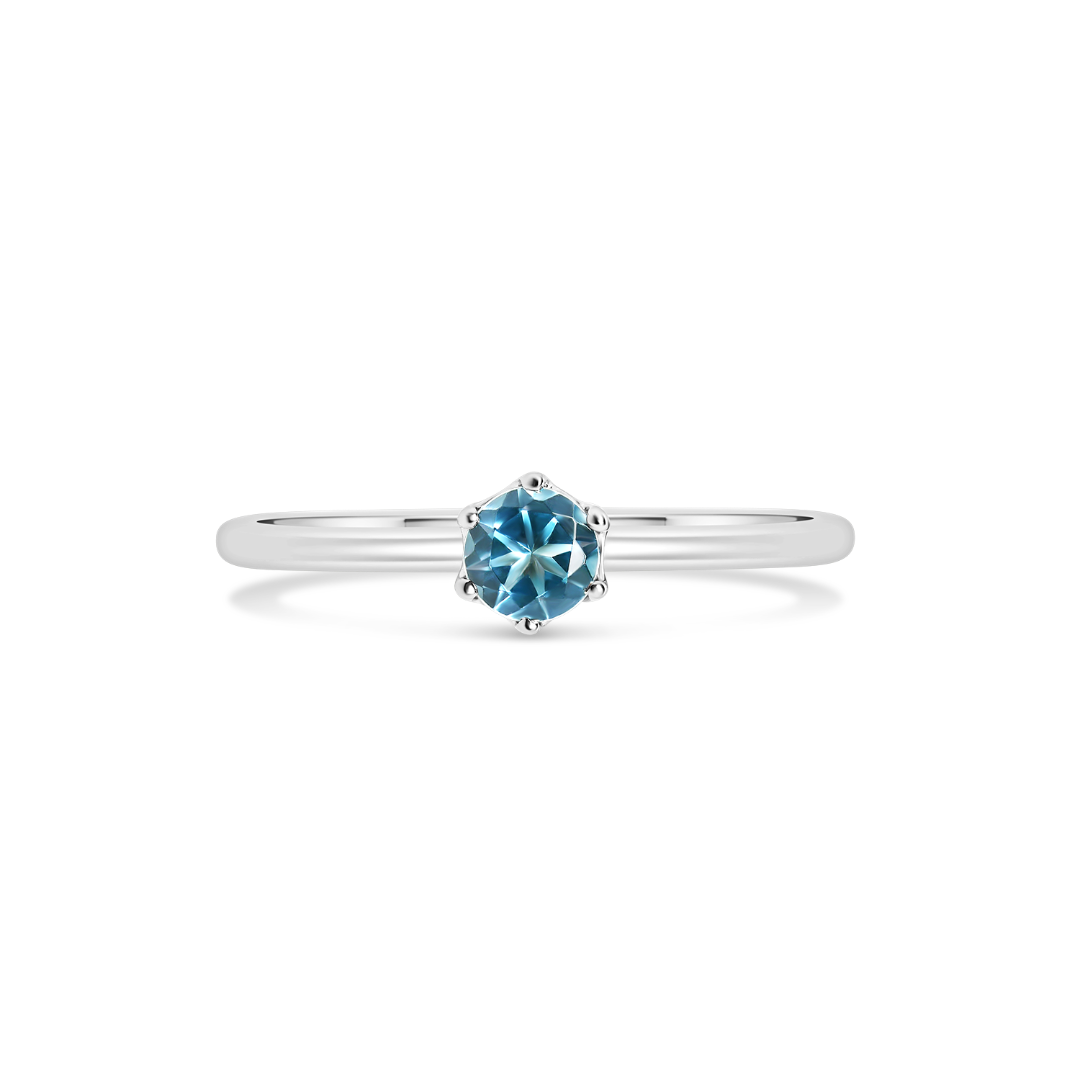 inel din aur alb de 18K cu Blue Topaz  3