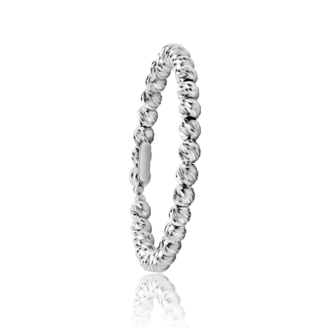 inel din aur alb de 14K cu biluțe fațetate  