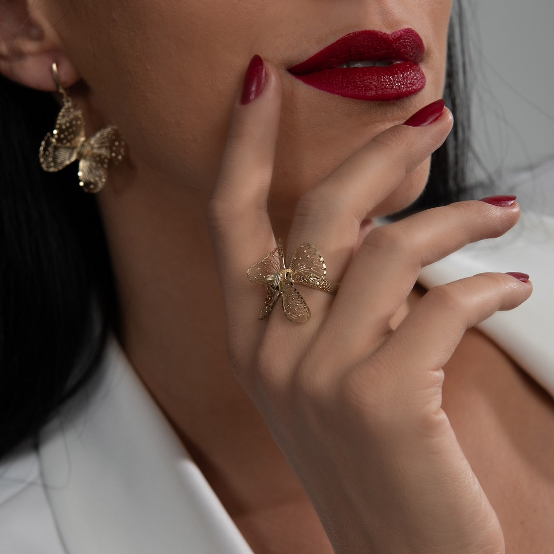 inel din aur galben de 14K cu Filigran  3