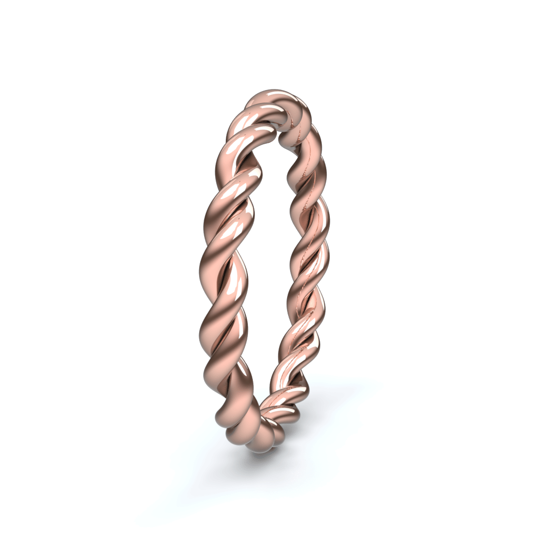 inel împletit din aur roz de 14K  