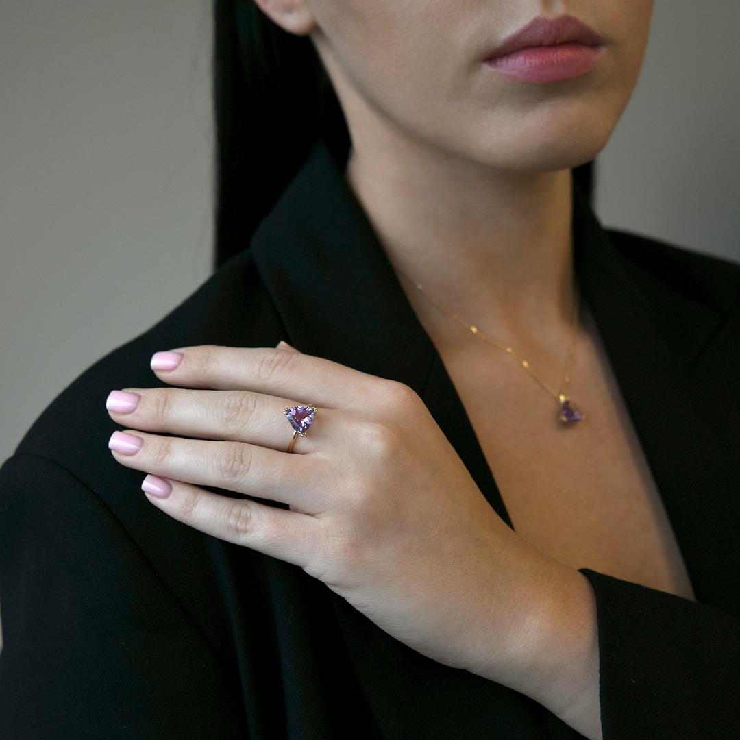 inel din aur galben de 14K cu Ametist  2