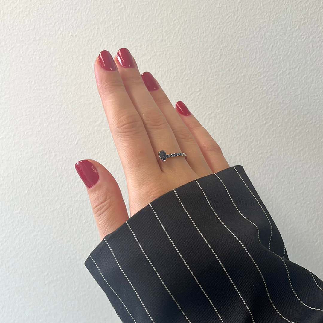 inel din aur alb de 18K cu Safire albastre si Diamante naturale  2