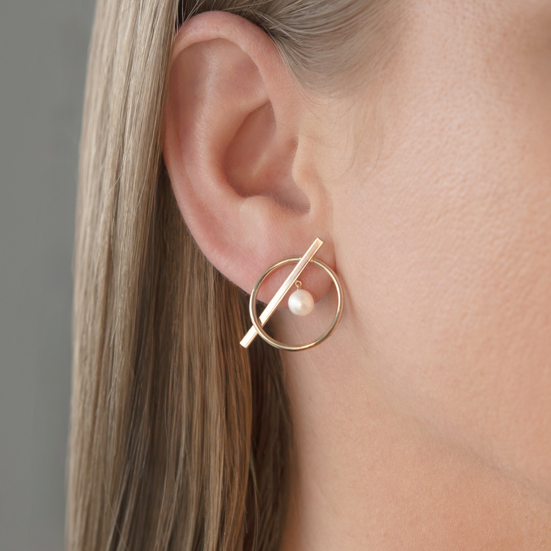 Cercei din aur galben de 14K cu Perle