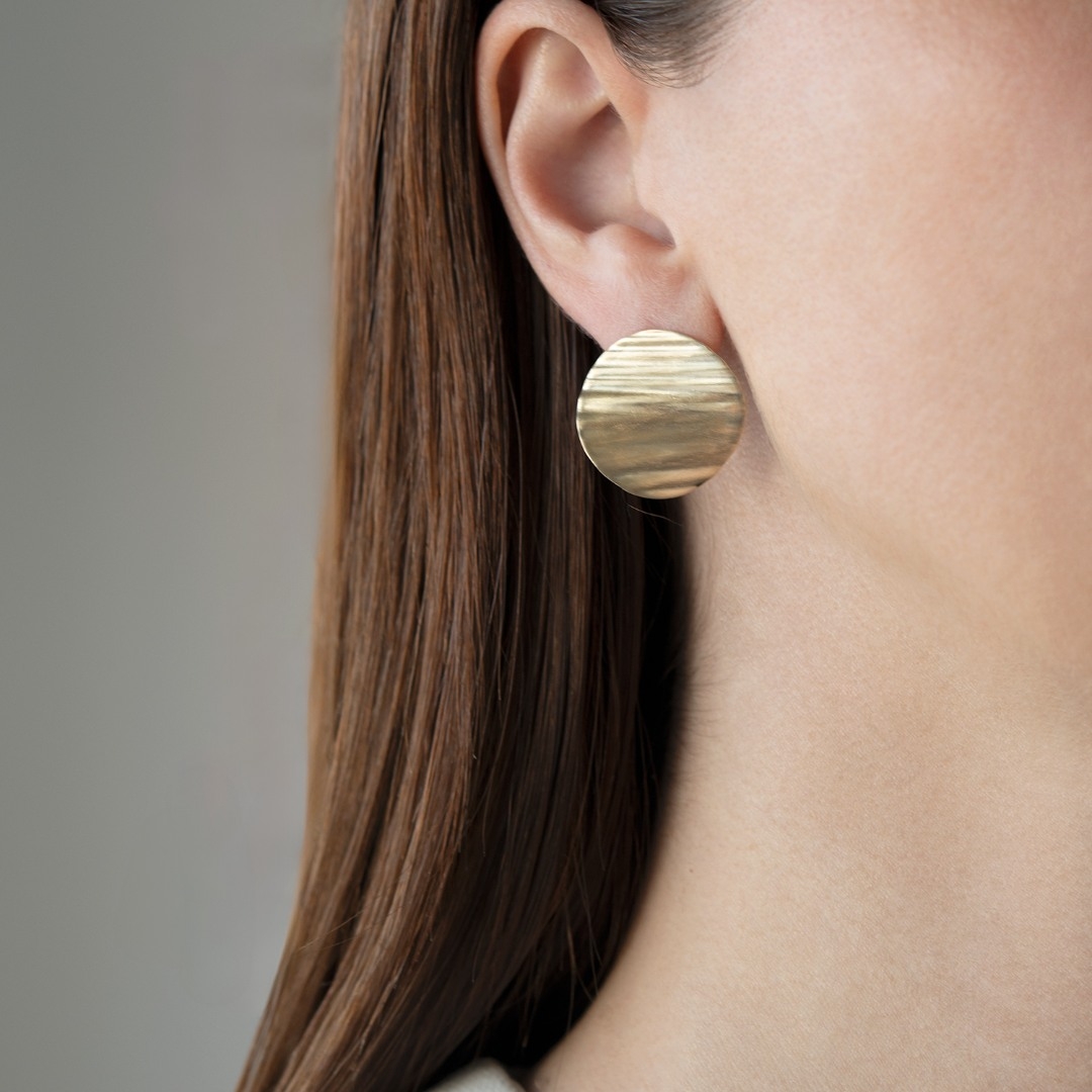 cercei din aur galben de 14K cu efect satinat  1