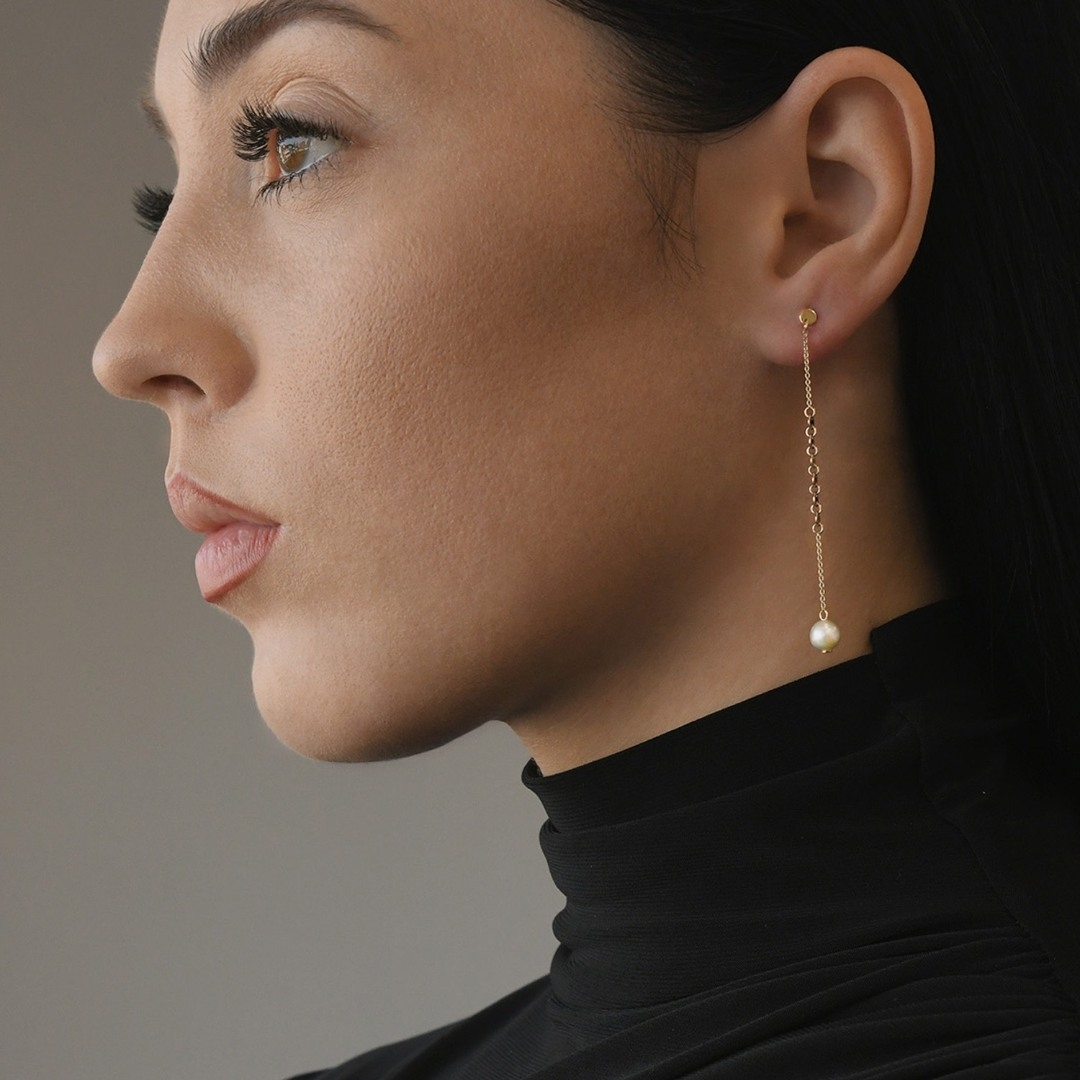 cercei din aur galben de 14K cu Perle  2