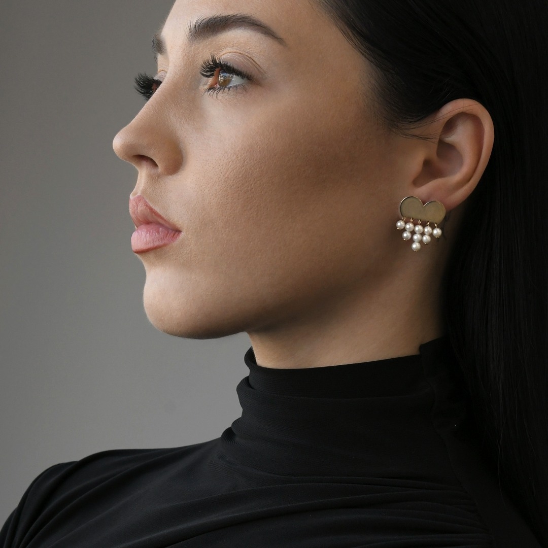 cercei din aur galben de 14K cu Perle  2