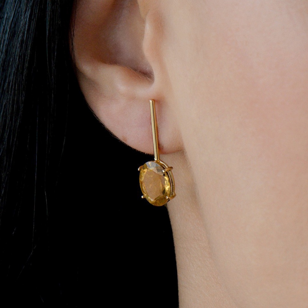 cercei din aur galben de 18K cu Citrine naturale  2