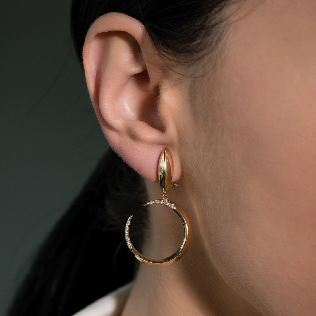 cercei din aur alb de 14K  2